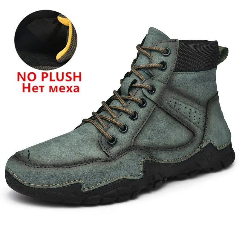 Winter Men's Casual Boots Plush Warm Mens Ankle Boots High Quality Outdoor Men Boots Comfortable Motorcycle Boots Zapatos Hombre
