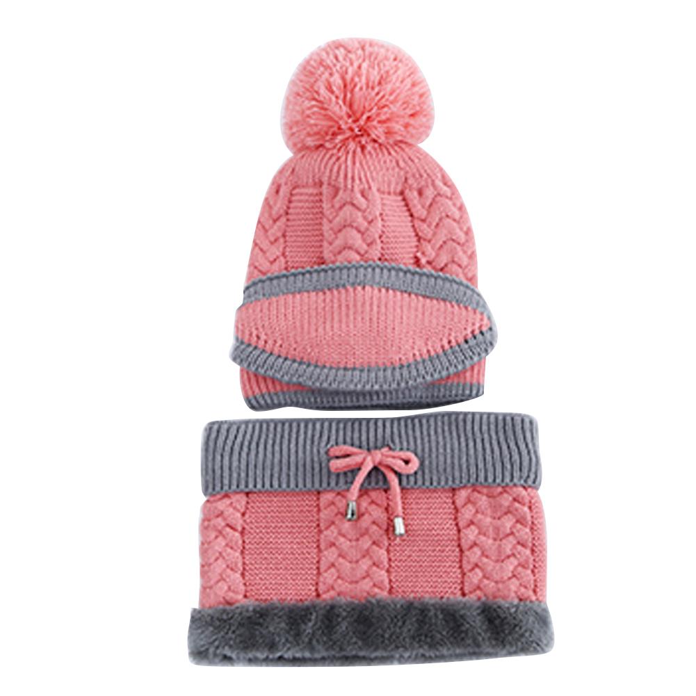 

3pcs Winter Hat Scarf Set for Women Pompoms Beanies Neck Warm -Pink, 501 Original