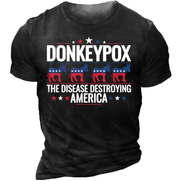 Donkey Pox Print Comfortable Round Neck Casual T-Shirt
