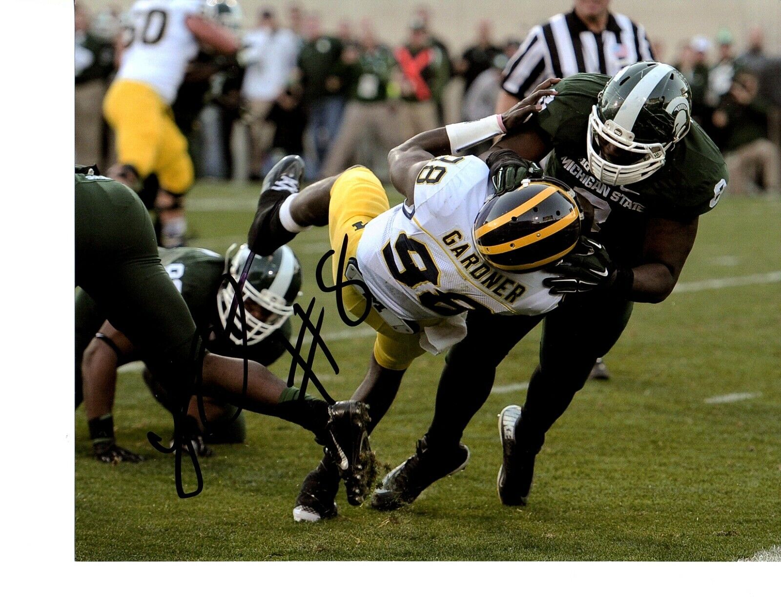 Lawrence Thomas signed 8x10 football Photo Poster painting MSU Spartans Michigan State c