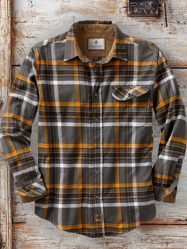 Men's Plaid Casual Versatile Long Sleeve Shirt