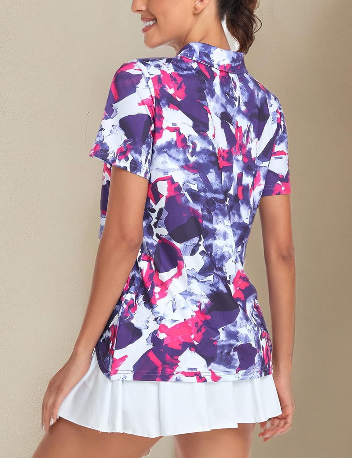 Women's Golf Polo Shirts Short Sleeve Quarter Zip Pullover Moisture Wicking Workout Tops