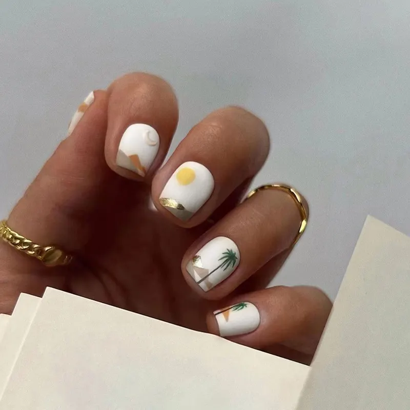 Churchf Churchf Star Moon Romantic Sunset Nail Sweet Versatile Ins Wind Fashion Lady Beauty A Piece