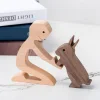 Amoureux des animaux - Ornements de table en bois sculpt&eacute;