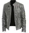 Men's Leather Biker Jacket Cafe Racer Jacket by Inlyline