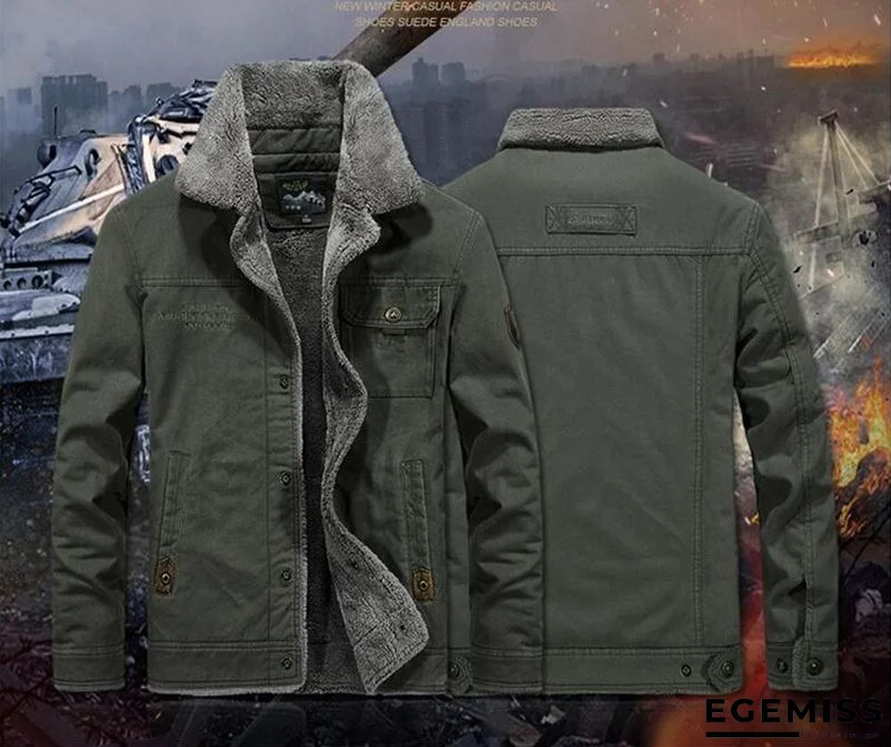 Men Brand Bomber Jacket  Autumn Winter Thick Warm Military Jacket Men Fur Collar Plus Size 6XL Fleece Coat Jaqueta Masculina | EGEMISS