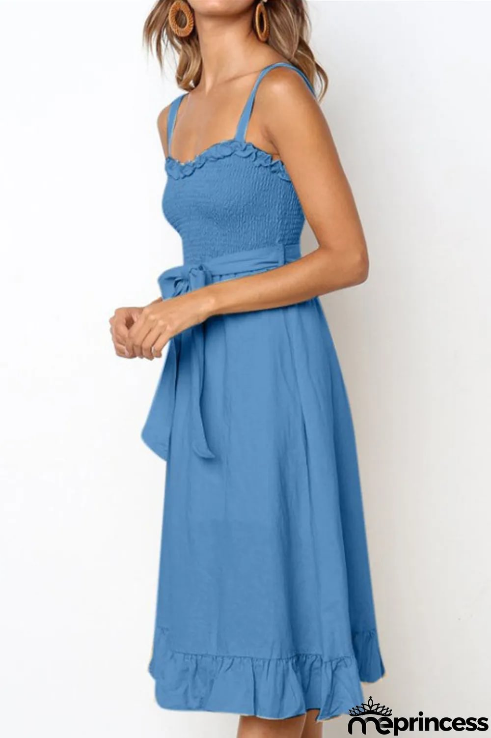 Fashion Casual Solid Split Joint Spaghetti Strap A Line Dresses