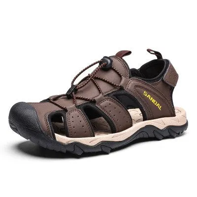 Brand Men's Sandals Summer Genuine Leather Sandals Men Beach Shoes Rome Sandals Men Shoes Beach Soft Bottom Hot Sale