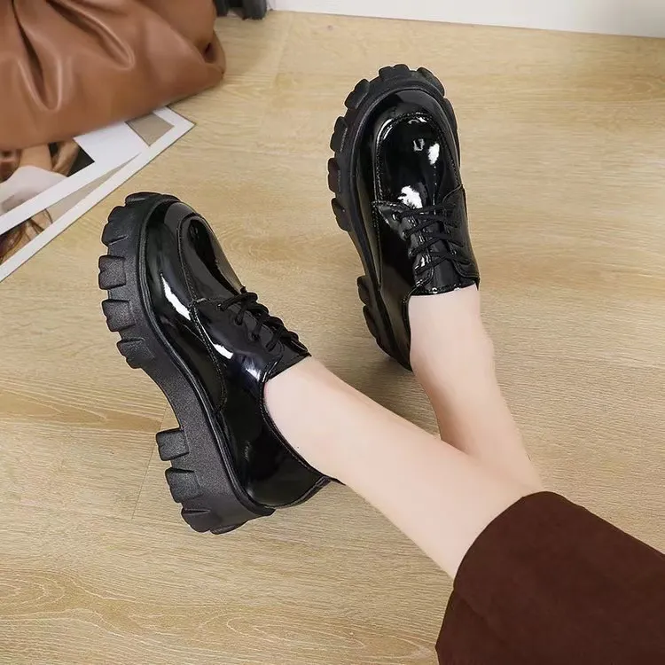 Breakj Breakj Small Leather Shoes Women 2025 British Wind Students Retro Thick-Soled Single Shoes Small Pine Shoes Women Mary Cherish Shoes