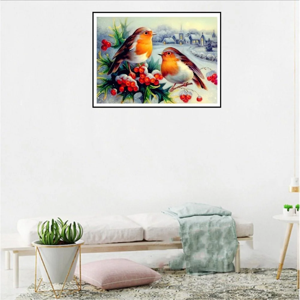 Diamond Painting - Full Round Drill - Snow Birds(40*30cm)