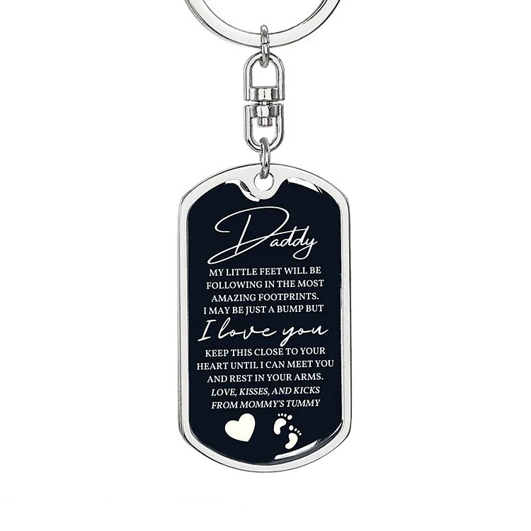 To My Dad Dog Tag Keychain Message from Bump New Dad Keyring