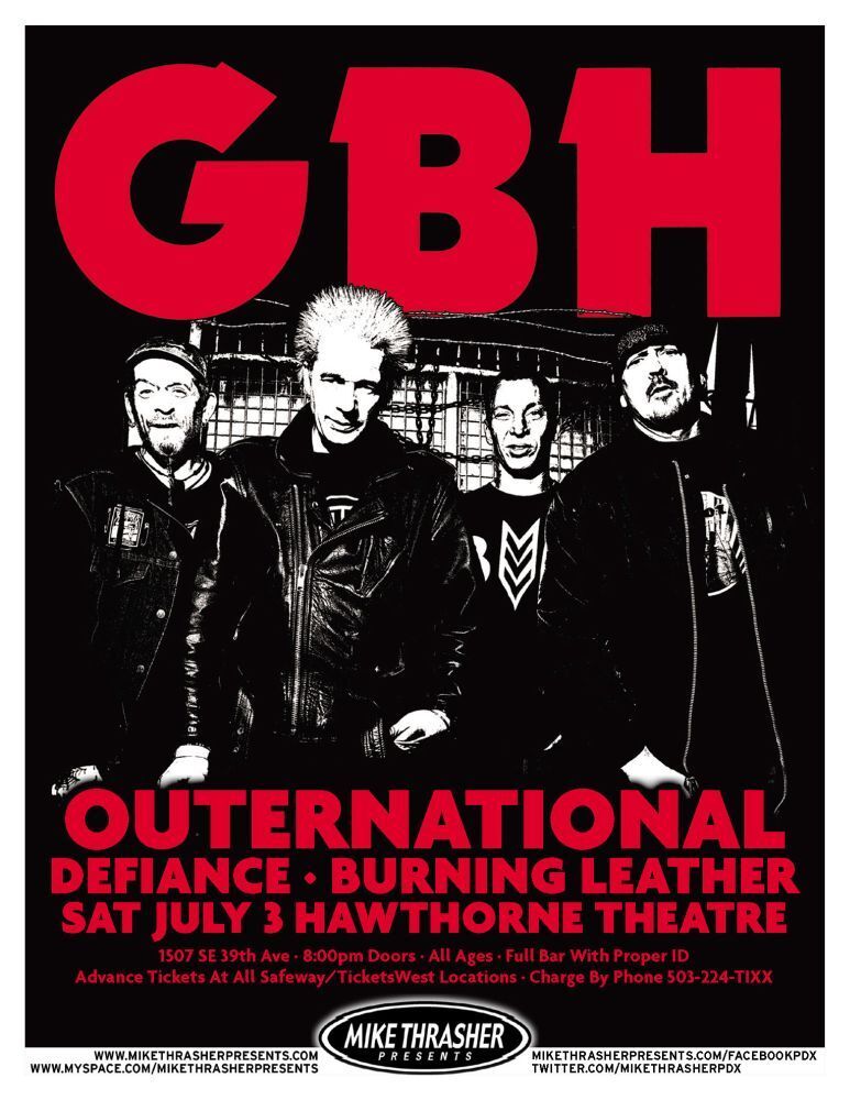 GBH 2010 Gig POSTER Portland Oregon Concert