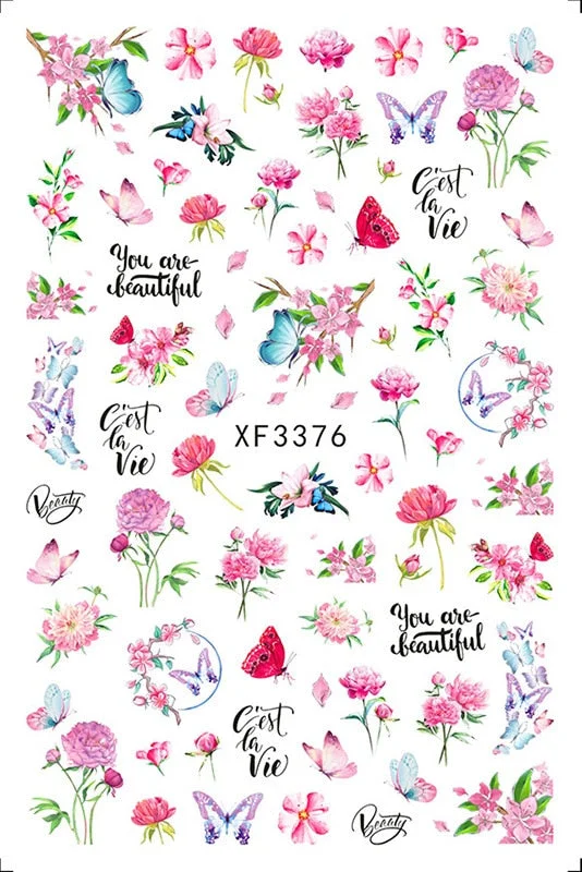 3D Nail Sticker Flowers Leaves Abstract Floral Decals And Sticker Nail Foils Slider Nail Art Decals Manicure Nails Accesories-Nail Inspo