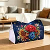 Diamond Painting Red Roses PU Leather Tissue Box for Napkin Holder