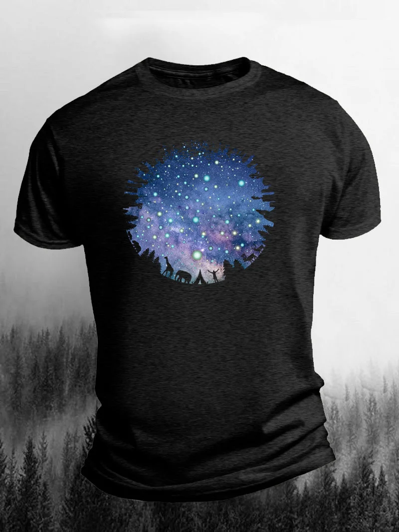 Men's Night Sky Star Short-Sleeved Shirt in  mildstyles