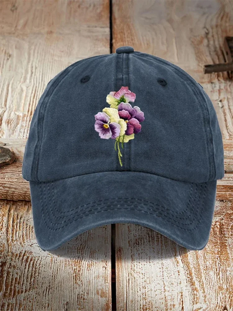 Distressed Washed Cotton Alzheimer's Awareness Printed Hat