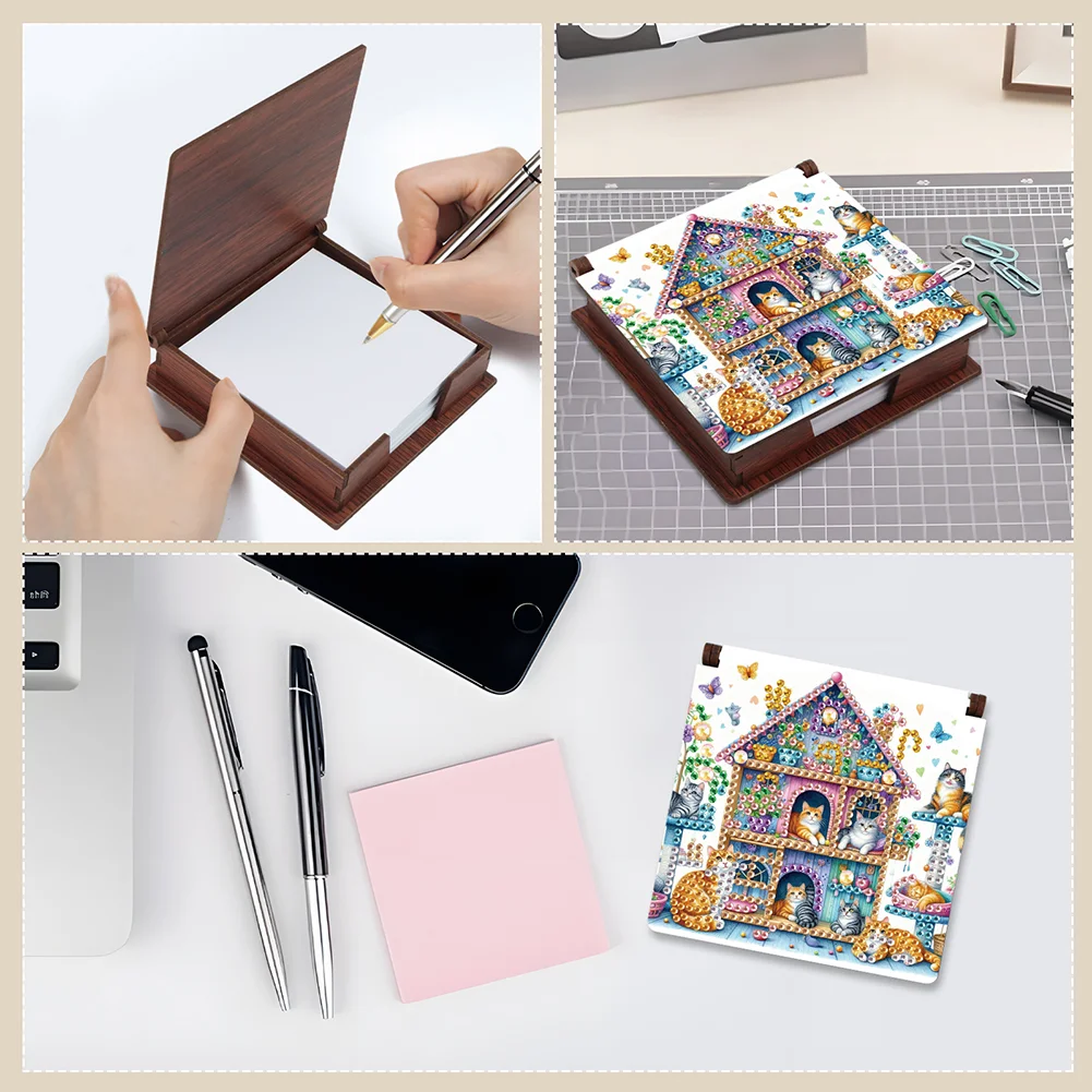DIY Cat Diamond Painting Note Box Paper 160 Sheets of Paper for DIY Art Craft