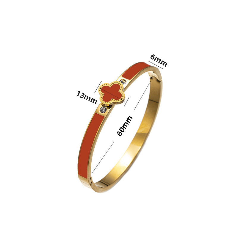 Ellipse Titanium Steel 18K Gold Plated Bangles