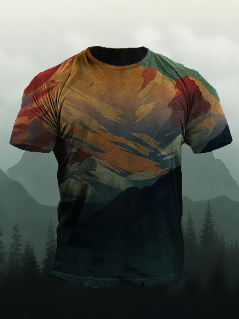 Dreamy Mountain Print Short Sleeve T-Shirt