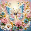Framed Diamond Painting - Special Shaped - Butterfly and Flowers (25x25cm)