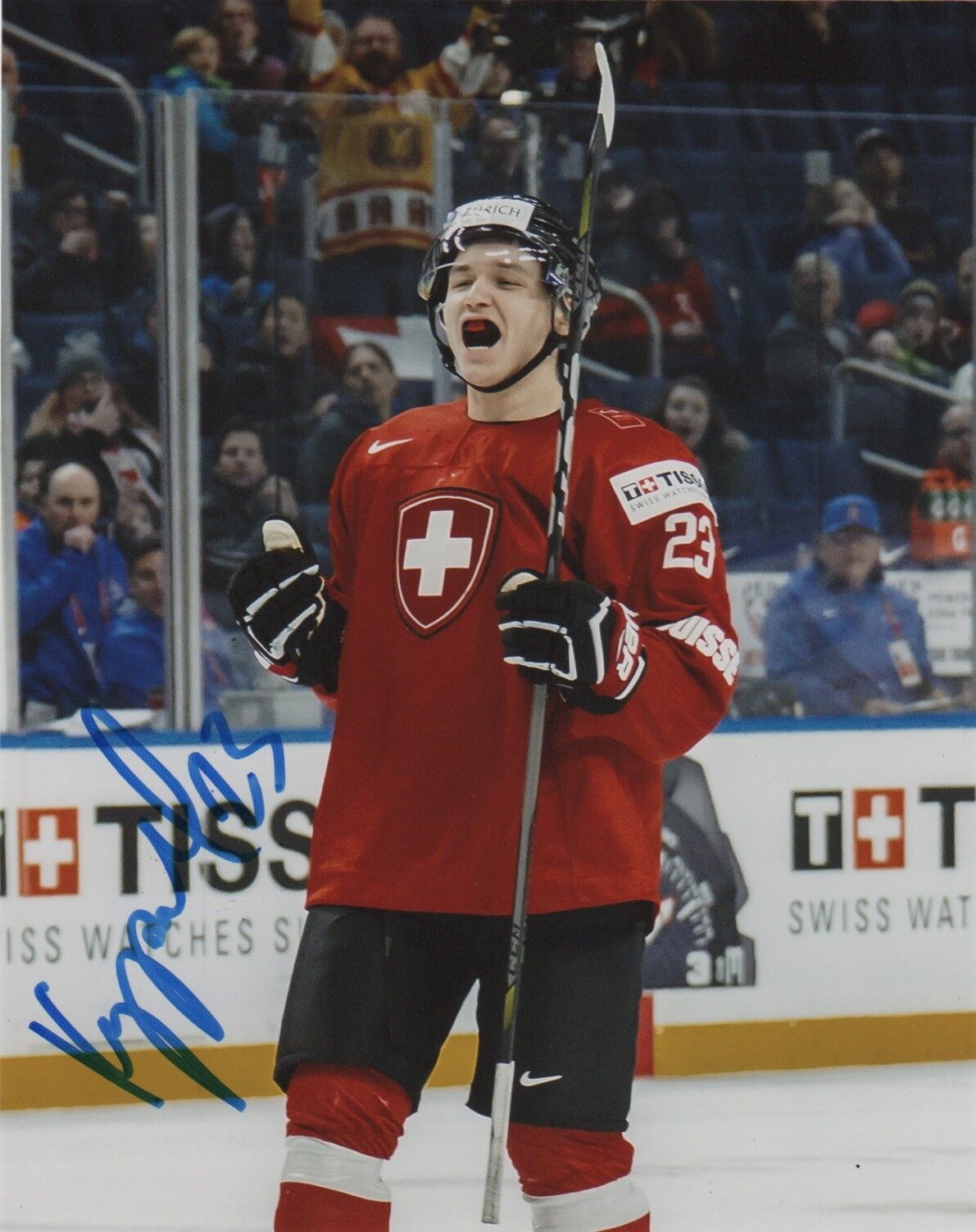 Switzerland Philipp Kurashev Signed Autographed 8x10 NHL Photo Poster painting COA #14