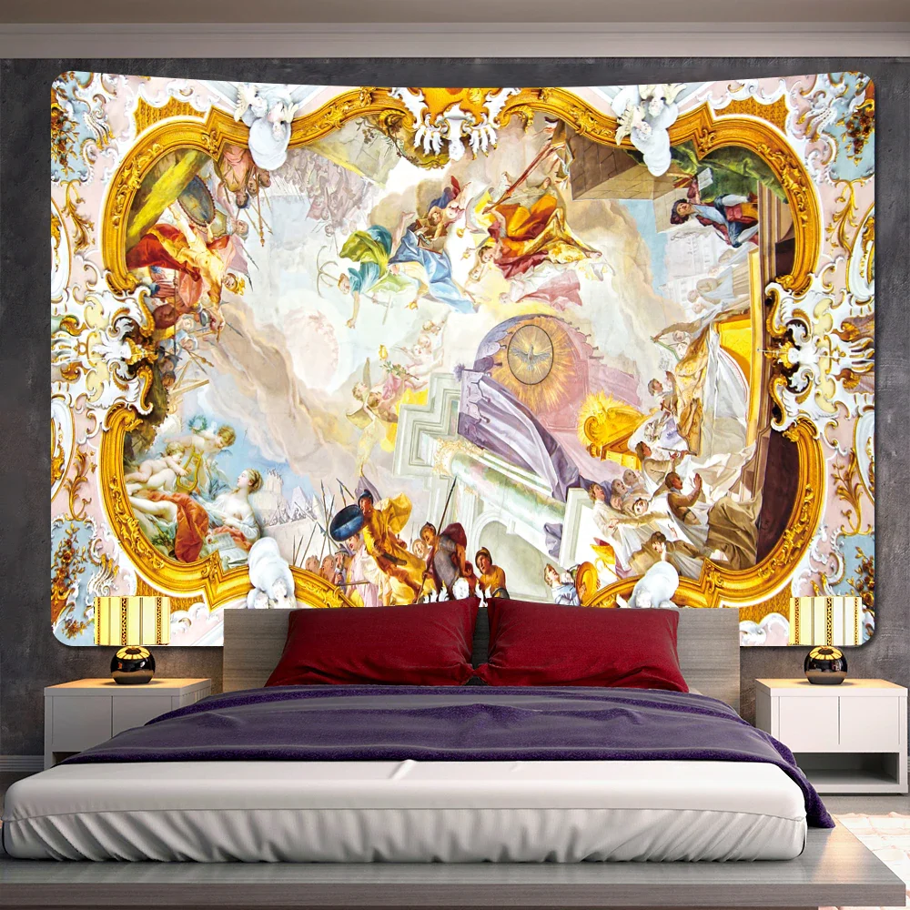 Nigikala Church mural bookshelf tapestry home decoration Angel Bohemian decoration psychedelic scene yoga mat sofa blanket