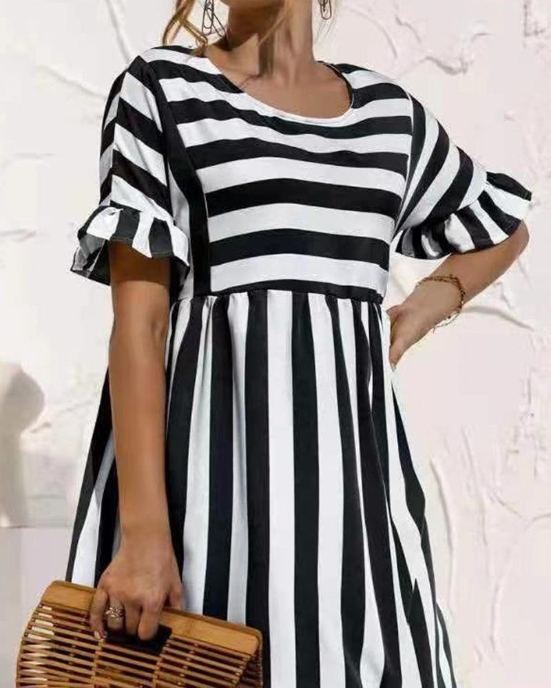 Women's Striped Print Babydoll Dress
