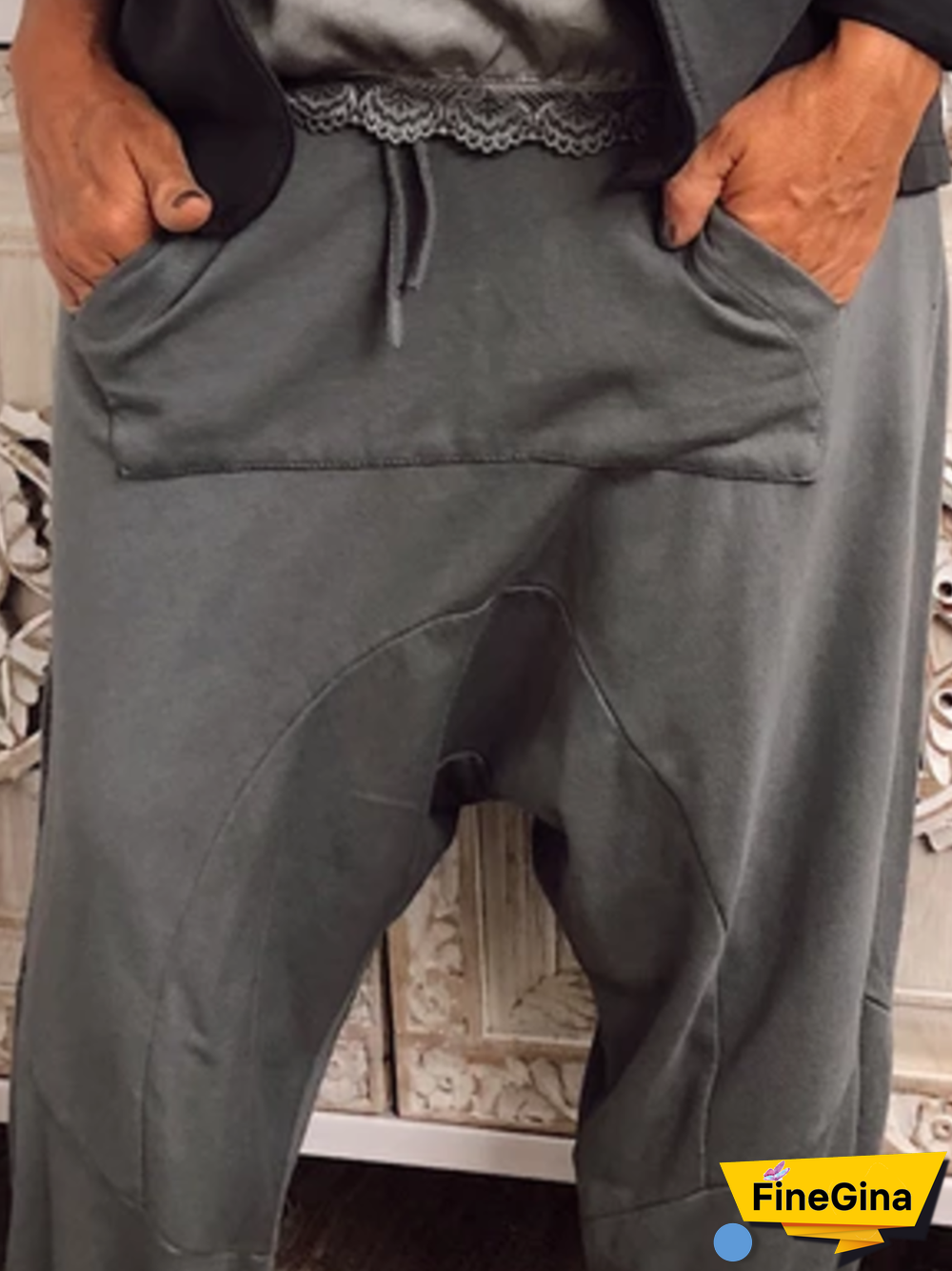 Solid Cotton-Blend Casual Pockets Pants