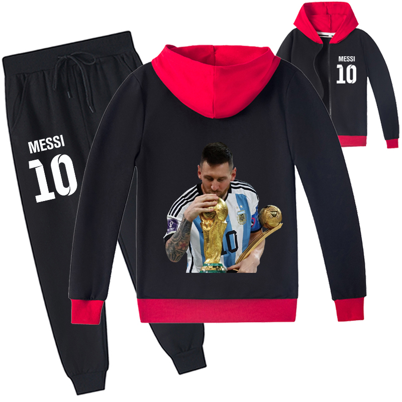 Mayoulove Messi Zip Up Set for Kids - Stylish and Comfortable Outfit for Boys  Girls Inspired by Soccer Legend-Mayoulove