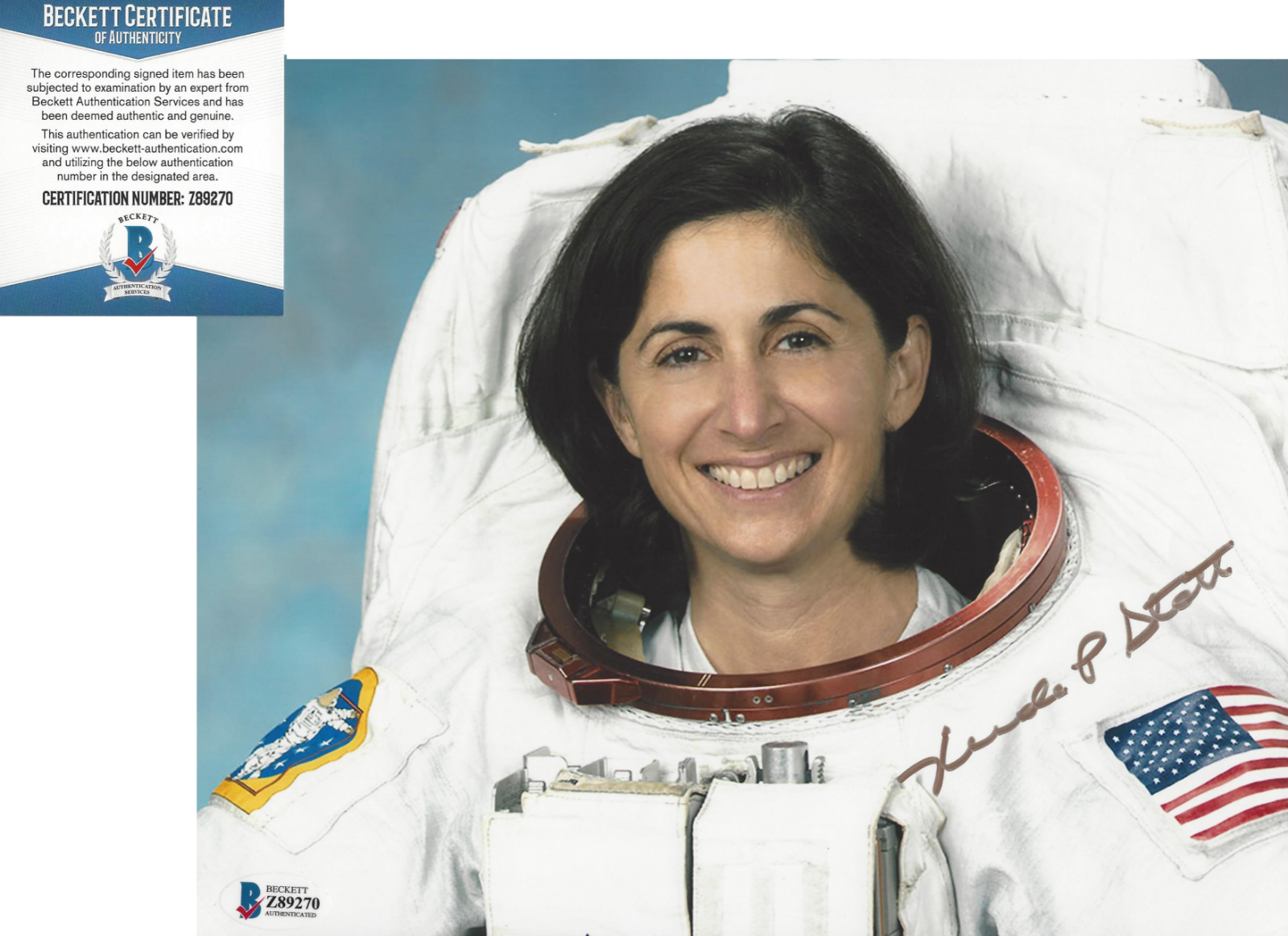 NICOLE P. STOTT NASA ASTRONAUT EXPEDITION 20 SIGNED 8x10 Photo Poster painting BECKETT 1 COA BAS