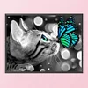 Cat Kiss Butterfly-11CT Stamped Cross Stitch 40*50cm
