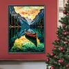 Diamond Painting-DIY Full Round Drill Lake And Boat