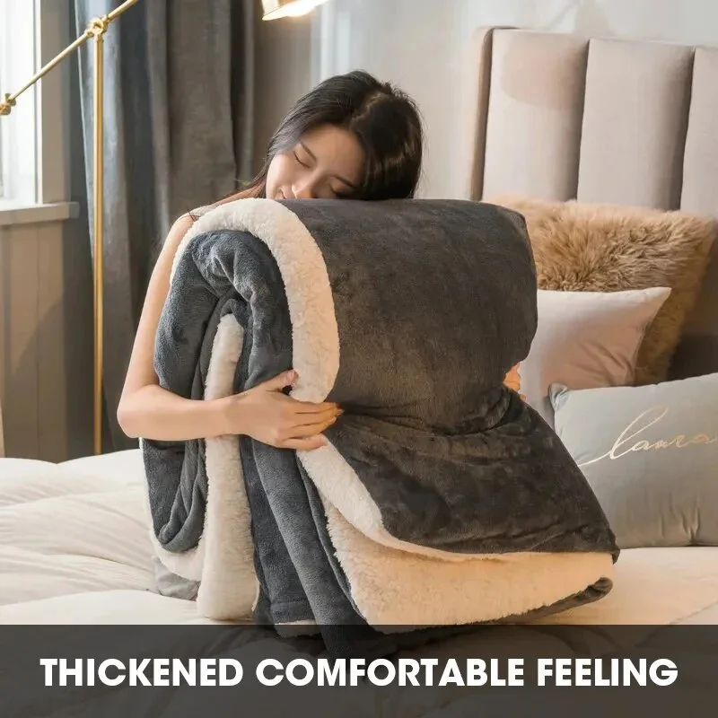 Nigikala Winter Wool Blanket Fluffy Warm Thicken Weighted Blanket For Sofa Bed Cover Solid Color Double Sided Blanket Adults Kids