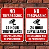 2PCS No Trespassing Warning 24 Hours Surveillance Violators Will Be Prosecuted - Vintage Metal Signs Set - 30*40cm - Warning
