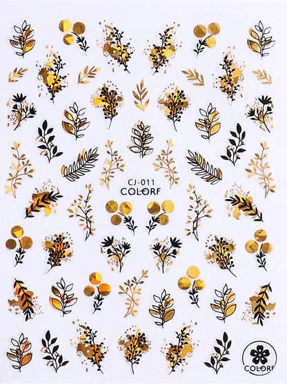 1PC Fall Leaf Flowers Line 3D Nail Sticker Mape Leaves Waves Pattern Decals Slider DIY Nail Art Decoration Wraps For Manicures-Nail Inspo