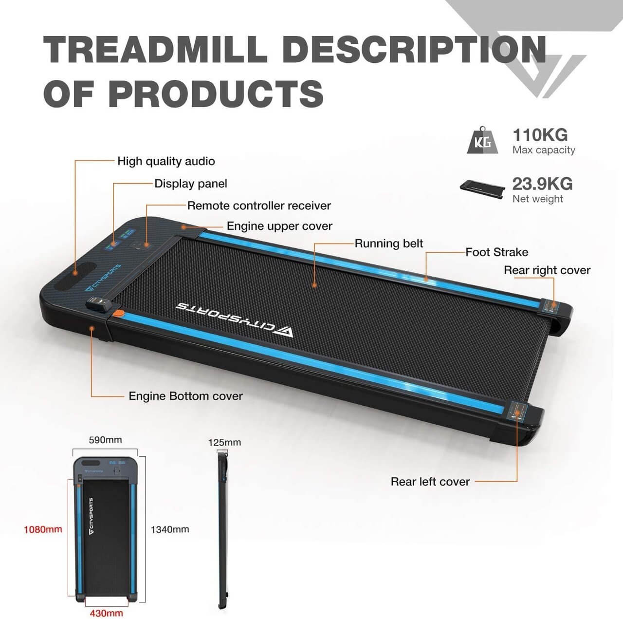 Laufband,Citysports Under Desk Treadmill,Citysports Laufband