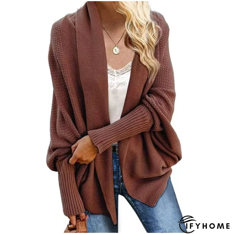 Gray Open Front Shawl Neckline Cardigan | IFYHOME