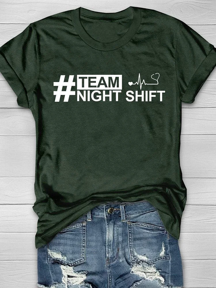 Team Night Shift Print Short Sleeve T-shirt socialshop