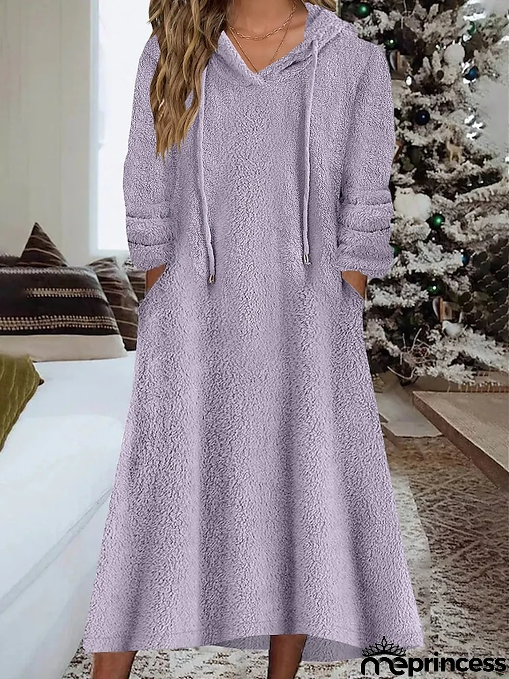 Women's Loungewear Nightshirt Dress Pure Color Casual Comfort Soft Home Daily Going out Coral Fleece Coral Velvet Warm Hoodie Long Sleeve Fall Winter Black White