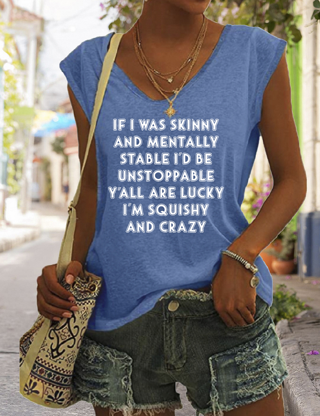 If I Was Skinny And Mentally Stable V-Neck Tank