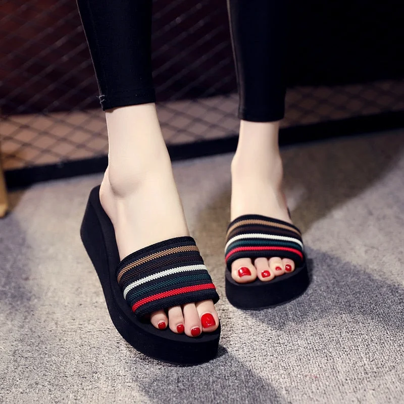 Comemore High Heels Slides Casual Female Platform Sandals Flip Flops Home Women Summer Shoes Wedges New 2022 Women's Slippers 34