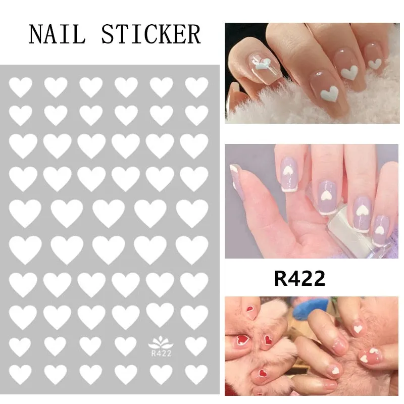 Black Red 3D Nail Sticker Self Adhesive Love Heart Star Butterfly Flower Nail Decals Slider DIY Nail Art Decoration-Nail Inspo