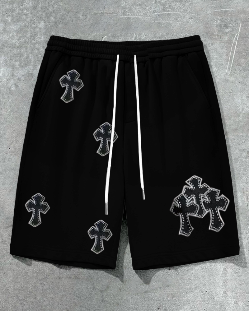 Men's Plus Size Chrome Heart Cross Shorts