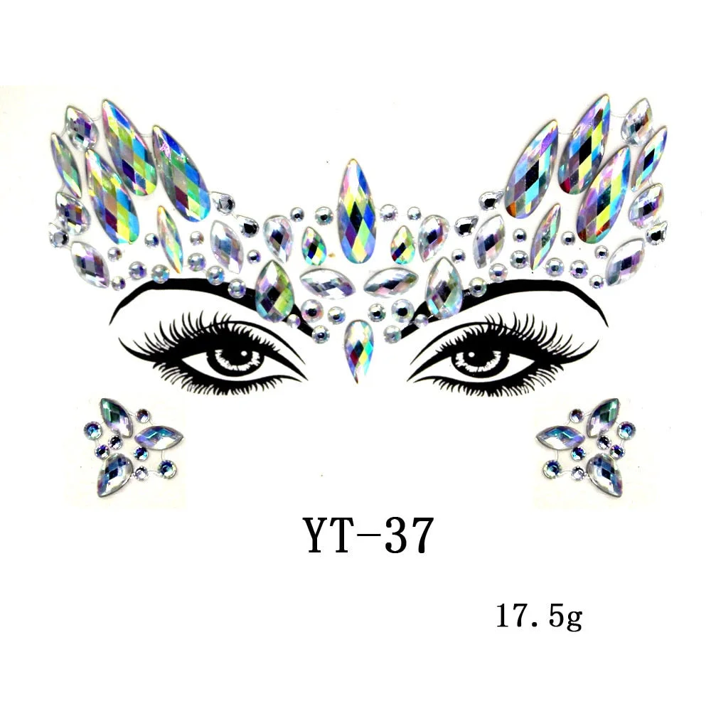 Sexy Style Rhinestone Acrylic Self-adhesive Jewelry Face Creative Tattoo Body Art Jewelry Masquerade Eyes Beauty Makeup Sticker