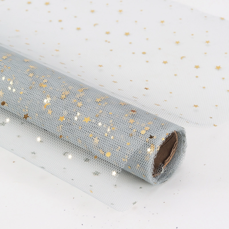 Hot Stamping Star Moon Gauze Flower Packaging Materials Florist Supplies Valentine’s Day Floral Bouquet Packaging Mesh