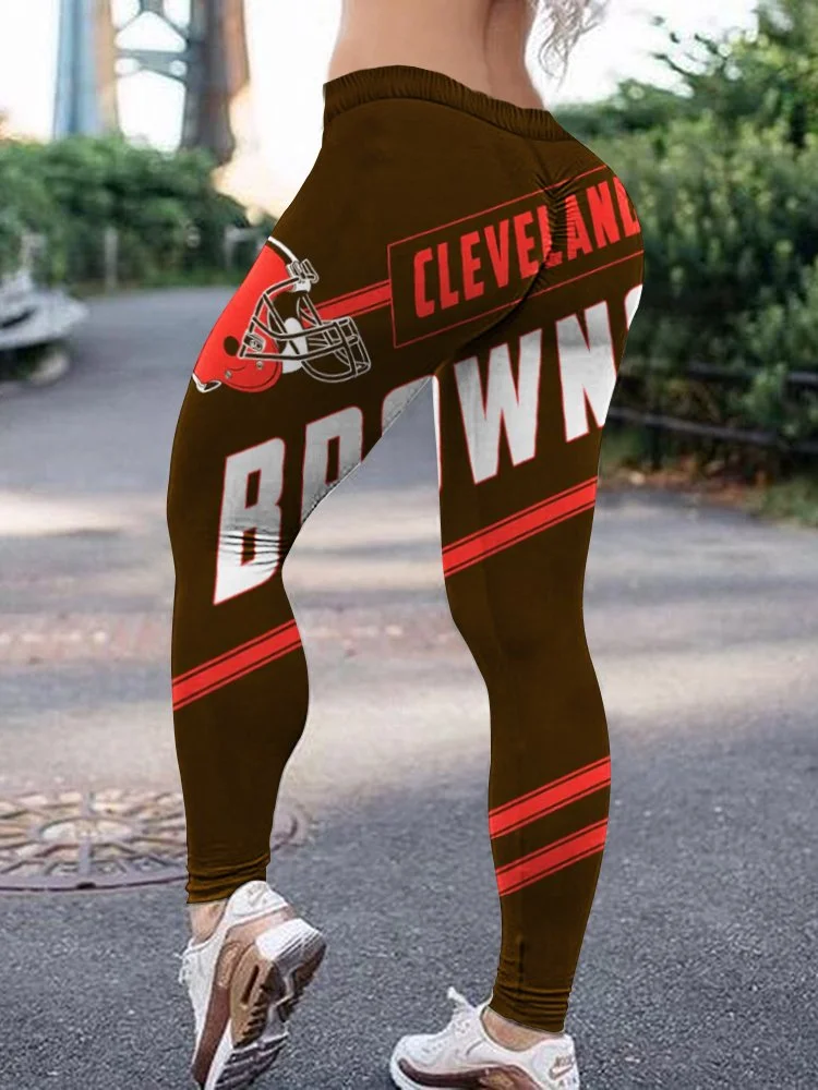 Cleveland Browns Women's High Waist  Push Up Print Lounge Leggings