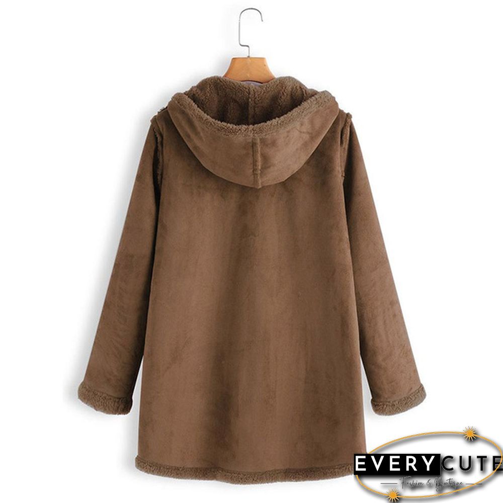 Women Winter Warm Full Sleeve Hooded Hoodies Zipper Fleece Coat Jacket Parka Outwear Plus