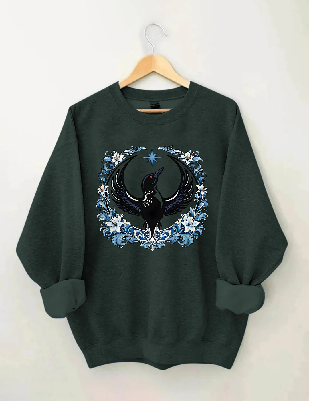Floral Minnesota Loon Bird Sweatshirt