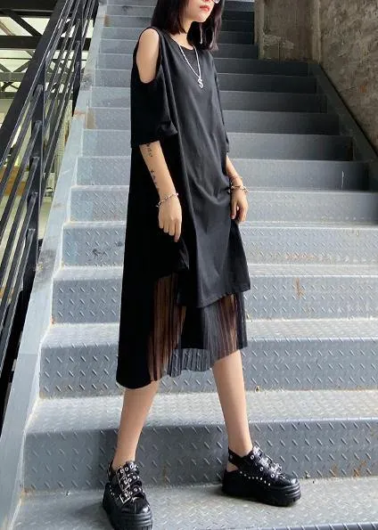 Women o neck patchwork tulle clothes For Women Fabrics black off the shoulder Dress
