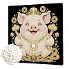 DIY Pearl Painting Pig for Home Wall Decor with Frame(30x30cm)